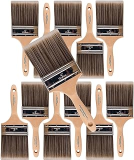 12PK 4 inch Flat BrushPremium Wall/Trim House Paint Brush Set Great for Professional Painter and Home Owners Painting Brushes for Cabinet Decks Fences Interior Exterior & Commercial Paintbrush.