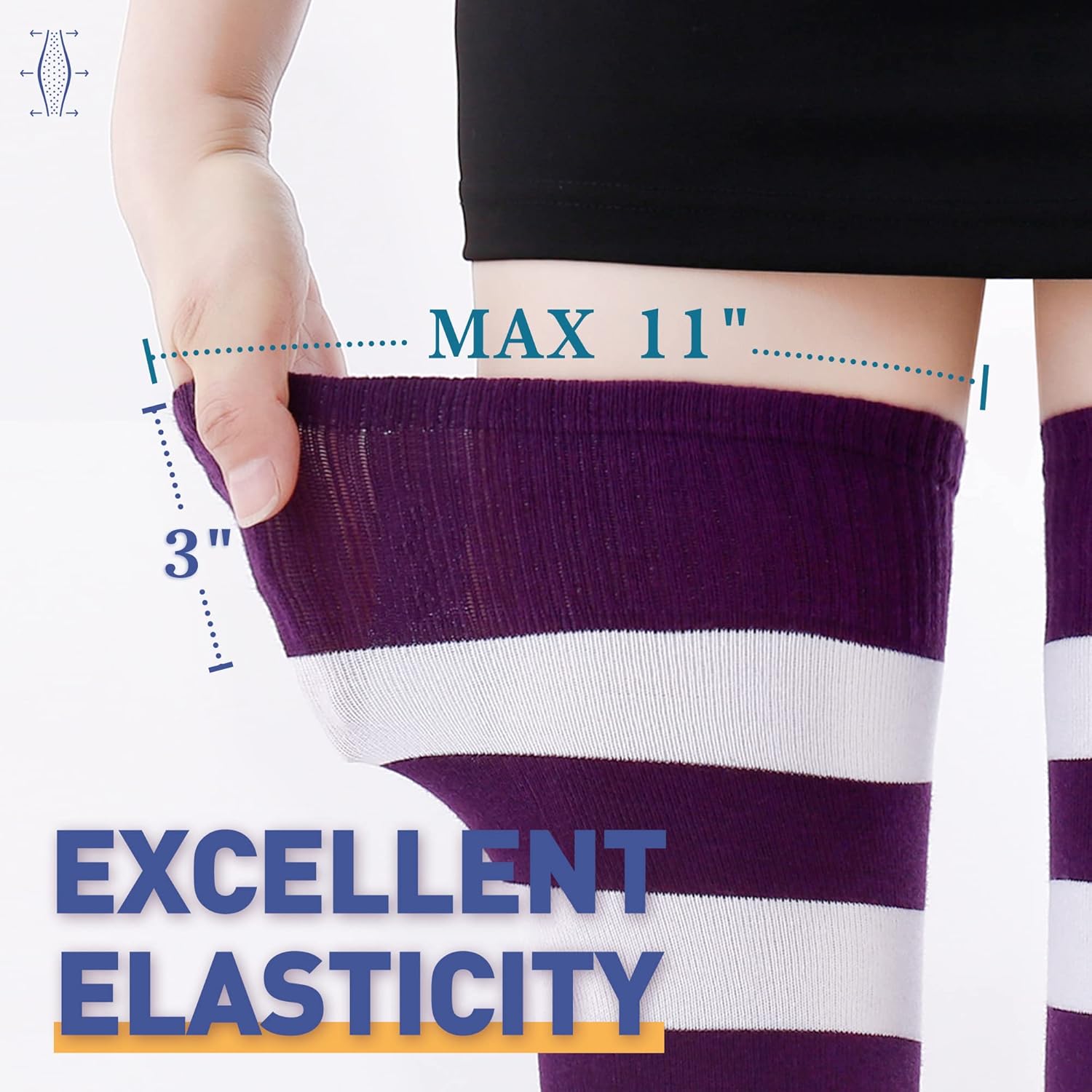 Kayhoma Extra Long Cotton Stripe Thigh High Socks Over the Knee High Socks - Image 4