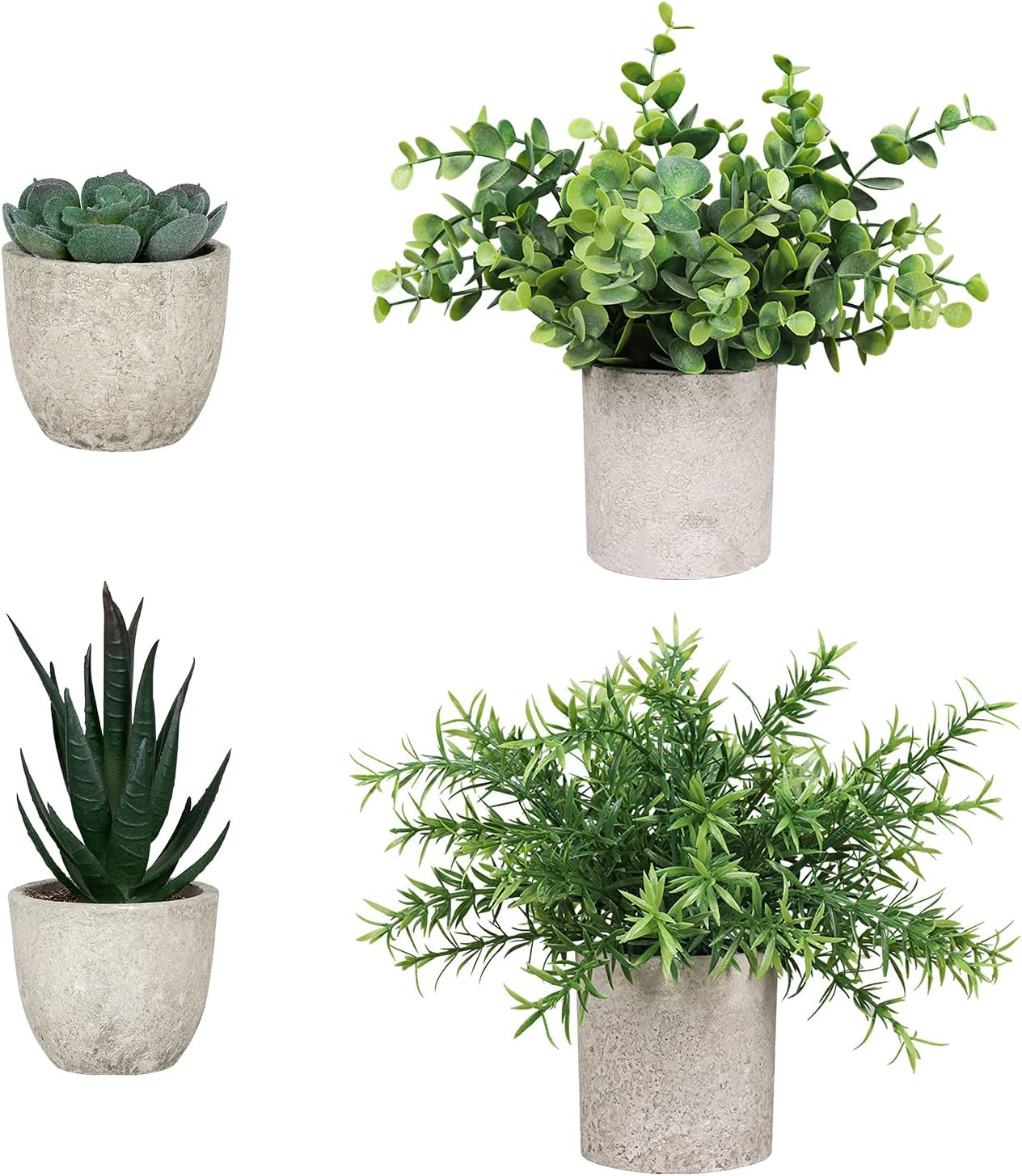 Artificial Plants, 4pcs Decorative Artificial Plants in Pots, Fake