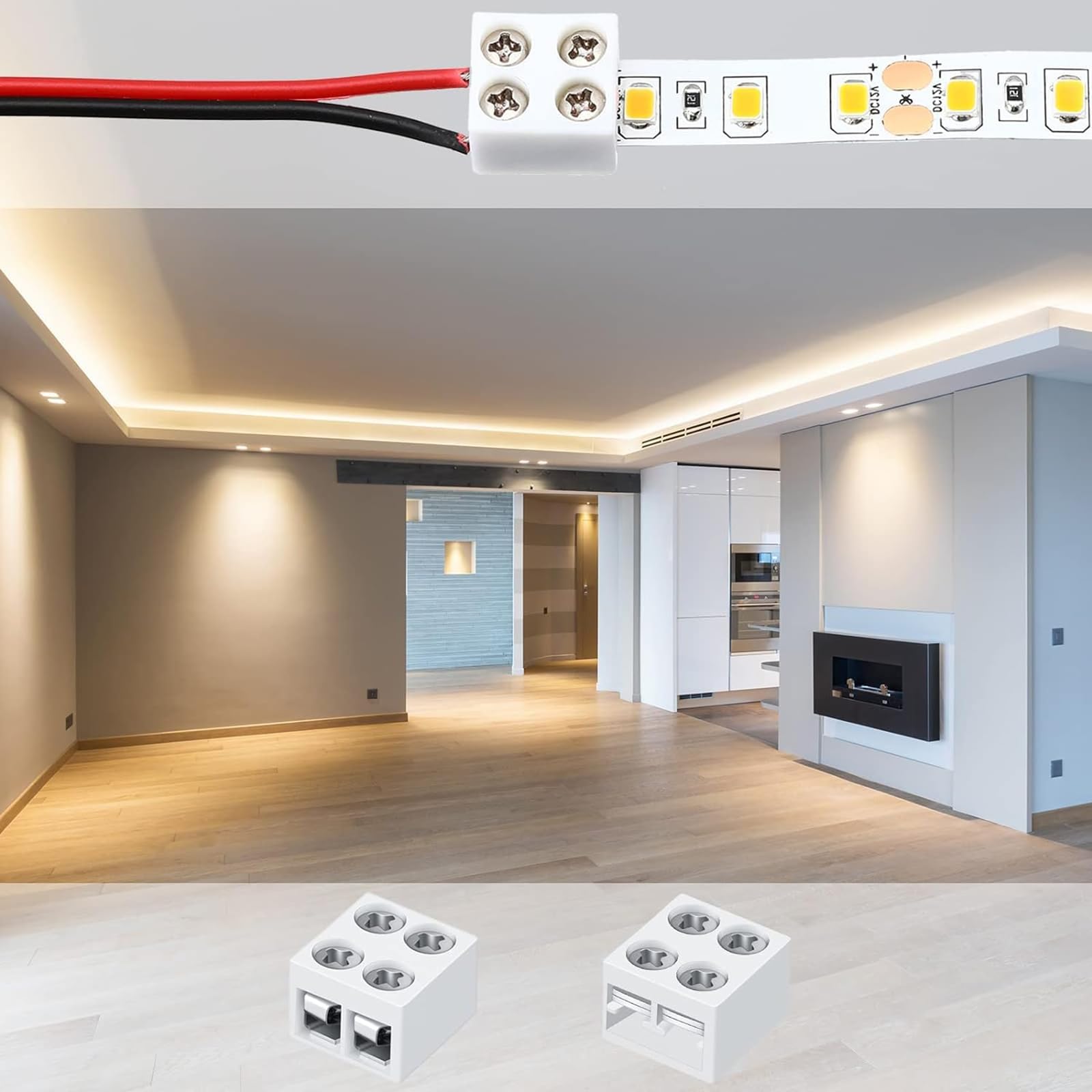12 connettori LED a 2 poli. Terminali di collegamento a vite per stringere striscia LED al filo 2 poli 8 mm senza saldatura per strisce LED SMD 5050 3528 COB