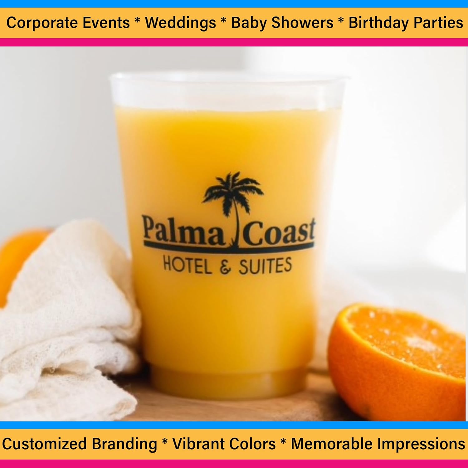 Custom 10 oz Frosted Stadium Cups with Single-Color Imprint for Parties, Events, and Promotions (Qty 25)