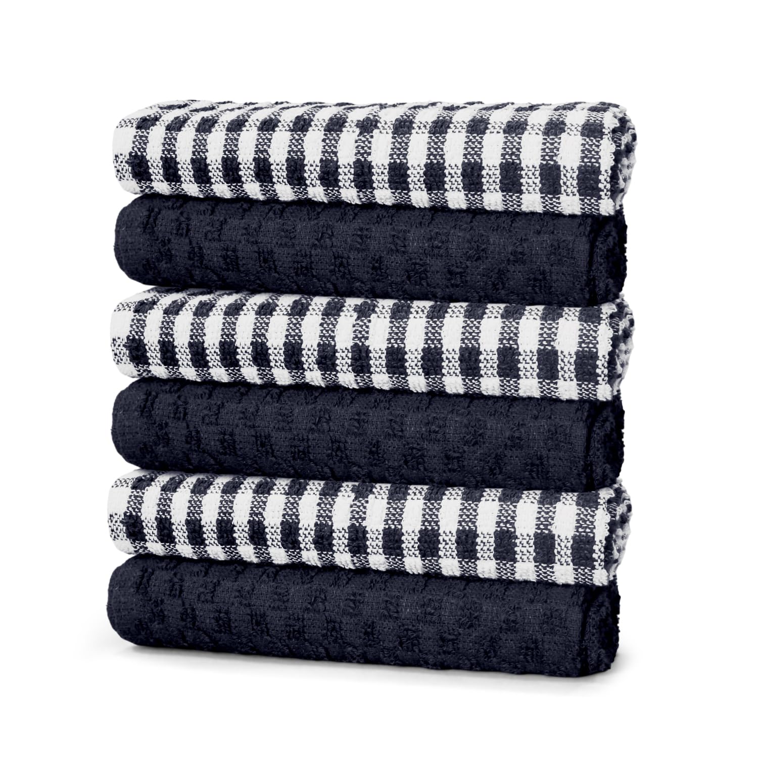 Zzzmrh Navy 100% Cotton Pack Of 6 Tea Towells. Soft And Absorbent Kitchen Cloth For Dish Drying And New Home Essentials