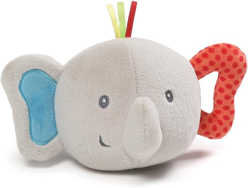 Baby Flappy Elephant Silly Sounds Light Up Plush Ball, Gray, 6"