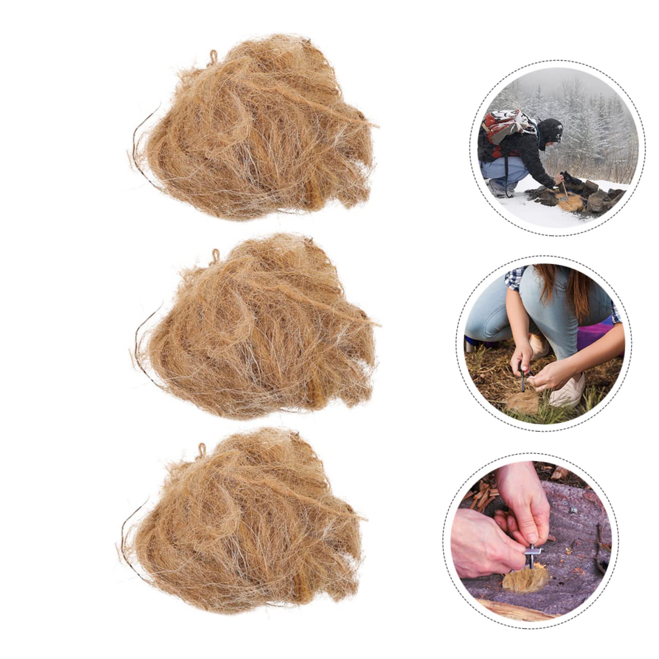 HEMOTON 5 Ensembles Soie De Jute Allume-feu Pratique Allume-feu Professionnel Outil De Feu Extérieur Accessoire De Camping Outil De Feu De Camping Allume Feu Light Brown 3 Pièces * 5