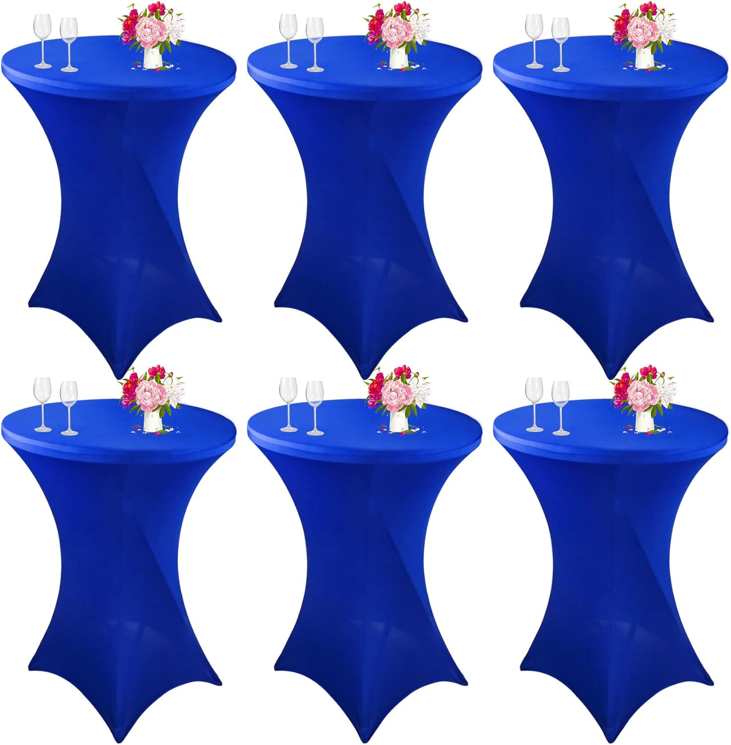 6 Pack Cocktail Spandex Tablecloth 32"x43" Dark Green Stretch Square Corners Cocktail Table Cover Fitted High Top Round Table for Bar Party Banquet