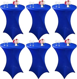6 Pack Cocktail Spandex Tablecloth 32"x43" Royal Blue Stretch Square Corners Cocktail Table Cover Fitted High Top Round Table for Bar Wedding Birthday Party Banquet