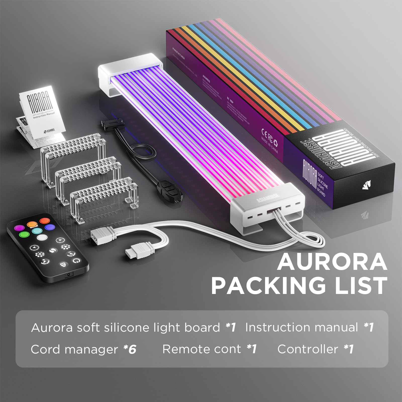 Asiahorse Aurora Pro Argb PSU Cover with 108 Addressable LEDs, Aurora Argb Power Cable Cover for Motherboard and Gpu Pc Power Supply, 5v 3pin Argb Sync, Fit for 12+4-Pin/8pin/24pin Power Supply: For 24pin(8.07inches) White