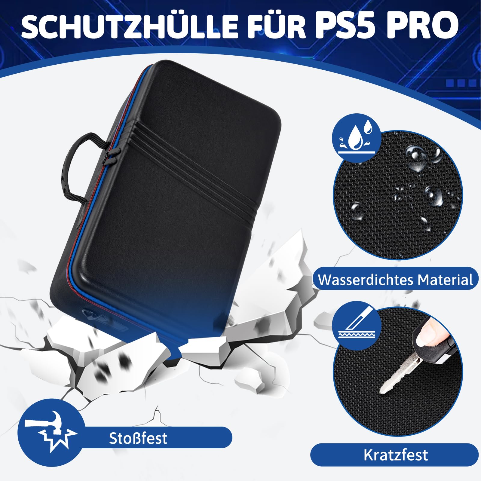 OUUTMEE Custodia per PS5 Pro, custodia portatile, compatibile con PS5 Pro/PS Slim, borsa protettiva con tracolla per console PS5, disco/edizione digitale, schede di gioco, HDMI