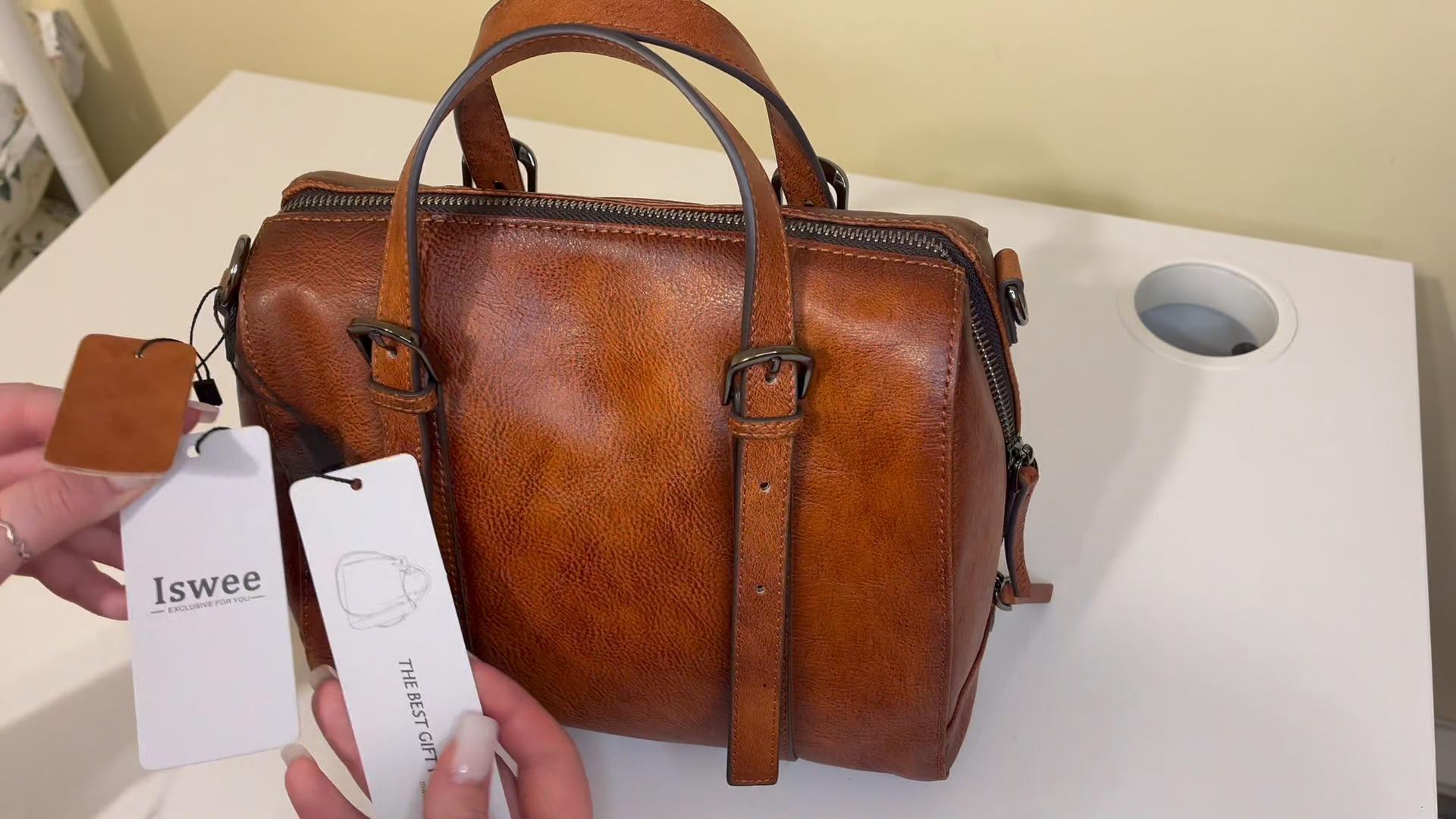 Bolso Satchel de cuero para mujer, estilo hobo y crossbody miniatura 7