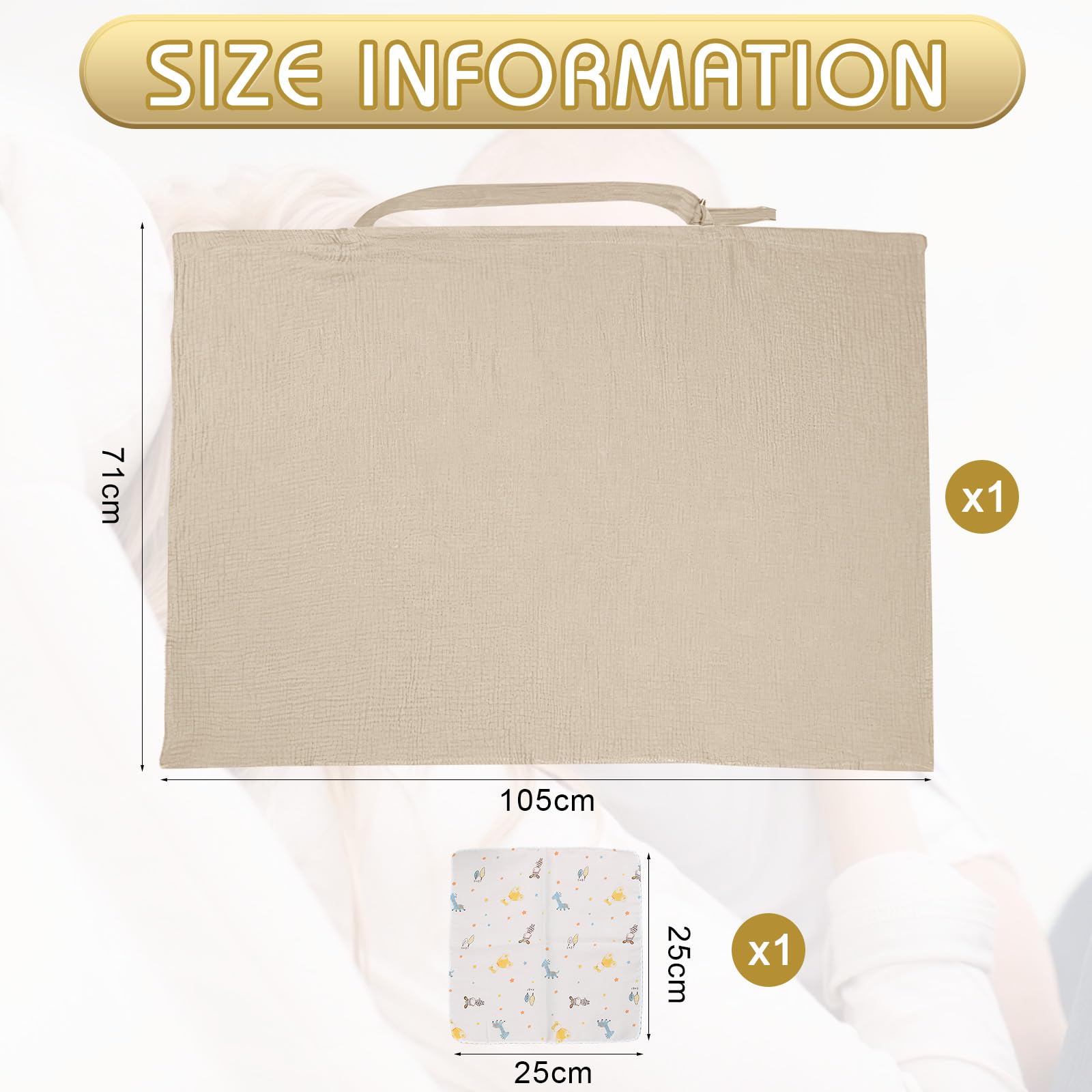 VEGCOO Couverture Allaitement Bébé, Couvertures d'allaitement, Tablier Allaitement Bebe et Serviette de Salive, Cache Allaitement Écharpe pour Mamans, Coton Douce Respirante Ajustable (couleur avoine)