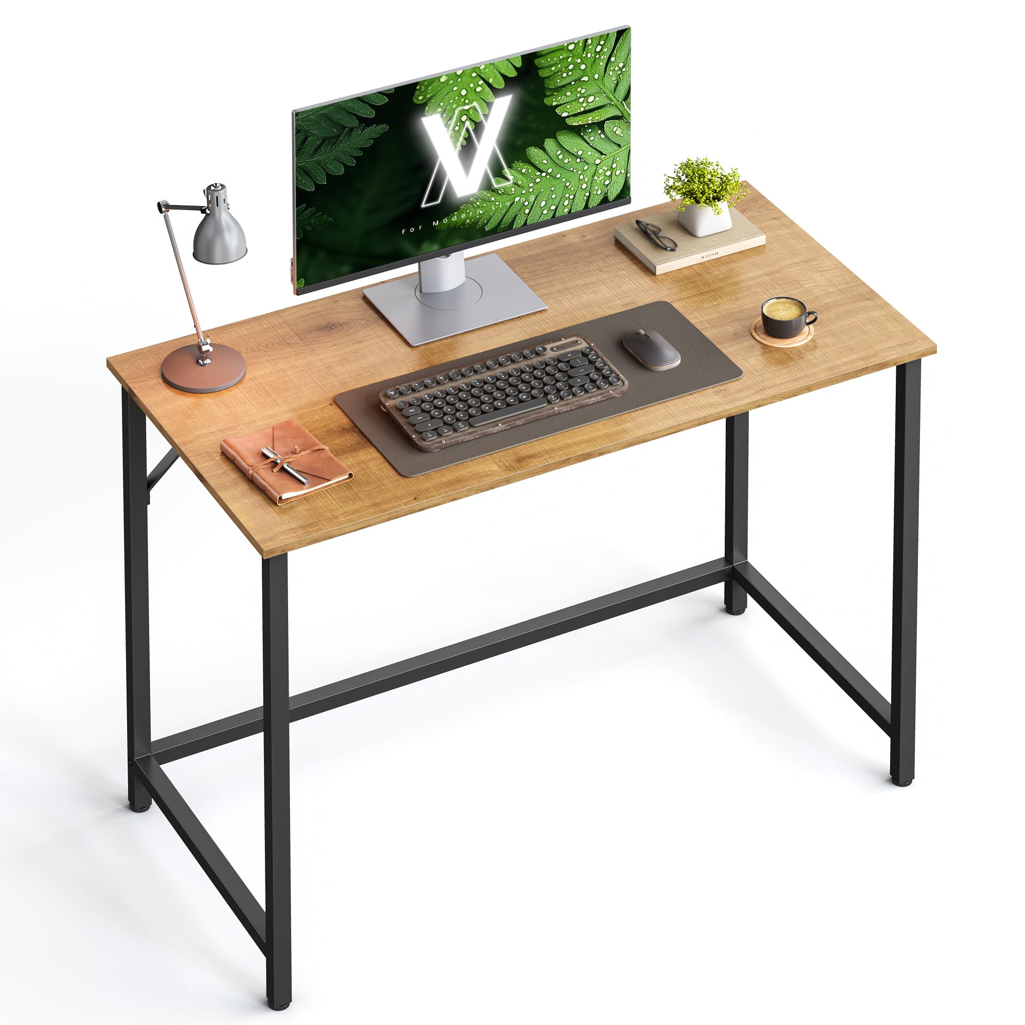 VASAGLE Computer Desk, Gaming Desk, Home Office Desk, for Small Spaces, 19.7 x 39.4 x 29.5 Inches, Industrial Style, Metal Frame, Honey Brown and Black ULWD041B05V1