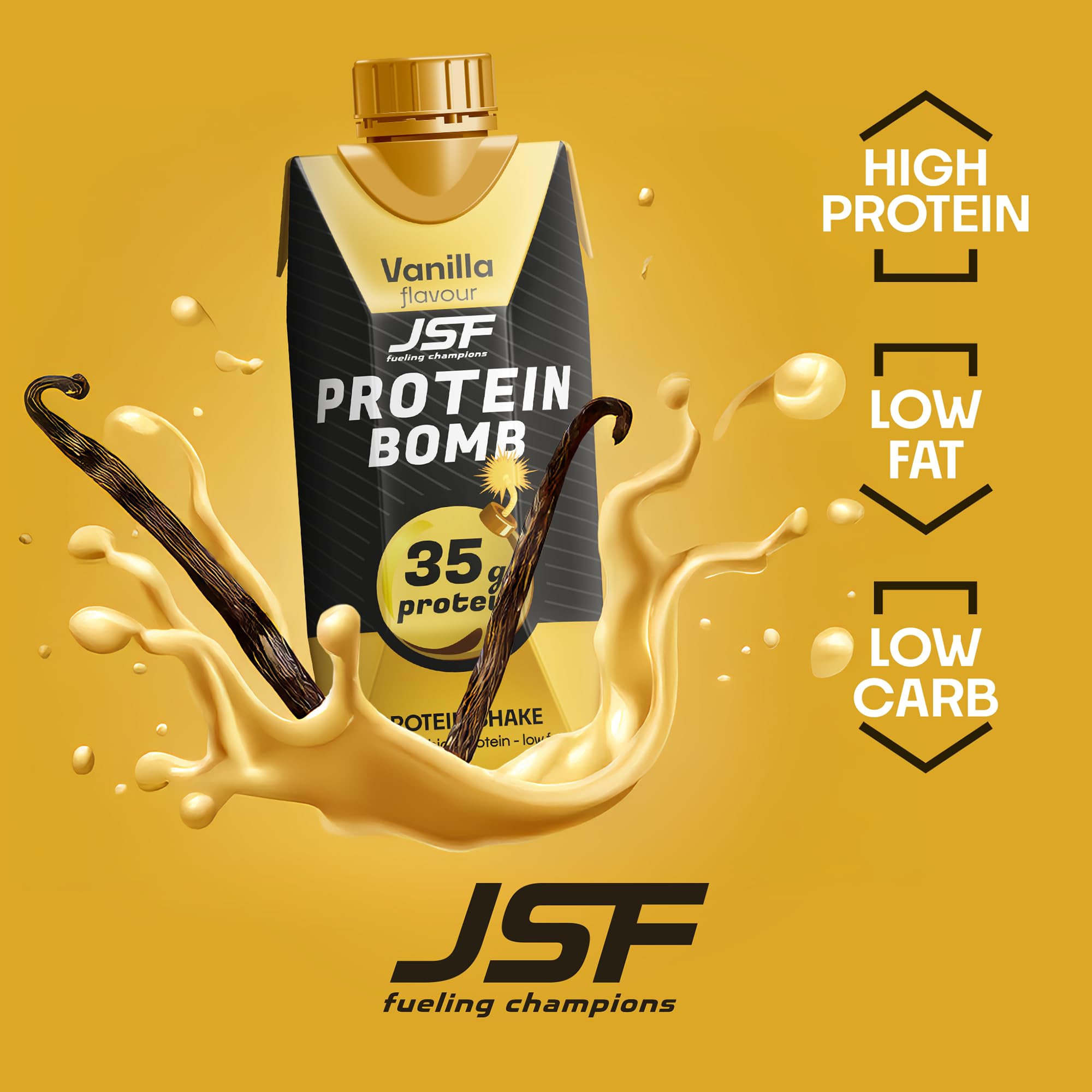 JSF fueling champions 18x Protein Shake 350 ml zestaw – bez dodatku cukru, 35 g białka, napój białkowy – wanilia – bezglutenowy – posiłek do picia, zamiennik posiłku