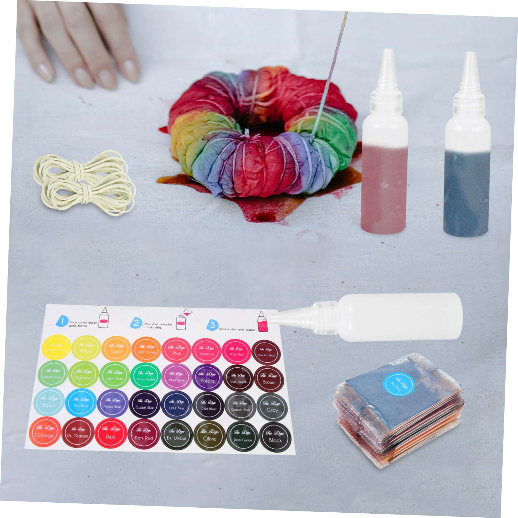 Artibetter Traje Teñido Anudado Polvo Para Teñir Kit Para Teñir Mayor Para Fiestas De Teñido Nudos Suministros Para Ropa