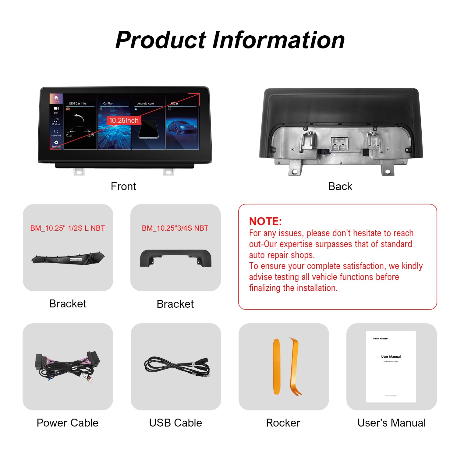 Autoradio Bildschirm 10,25 Zoll für BMW 1er 2er 3er 4er F20 F21 F22 F23 F30 F31 F32 F33 F34 F36 2011-2015 NBT, Linux Touchscreen, Kabelloses CarPlay & Android Auto, Original iDrive System erhalten