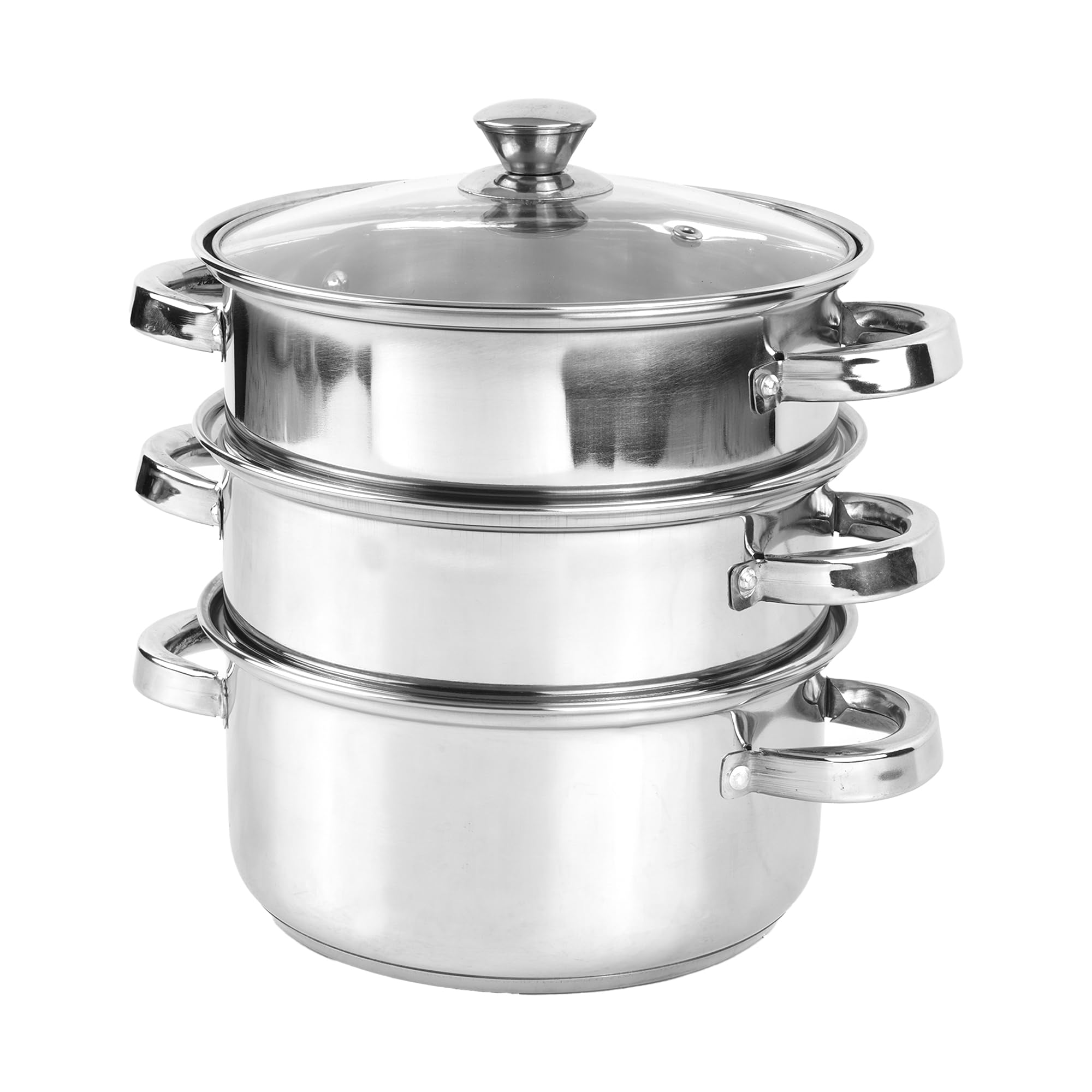 The Indus Valley Stainless Steel Steamer 3 Tier with Glass Lid for modak,momo maker, veggies steamer, Khandvi, Kolukattai, Idiyappam | 21cm, 1.9 kg | Gas & Induction Friendly | 3-Layer Sandwich Bottom (B0DFYB3Q5G) Amazon Price History, Amazon Price Tracker