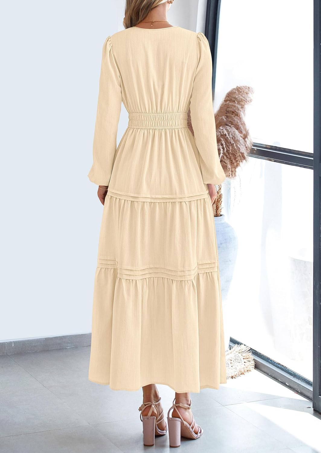 PRETTYGARDEN Women's 2026 Elegant Maxi Dresses Long Sleeve V Neck Flowy Pockets Casual Modest Dress Fall Fashion Clothes - Image 4