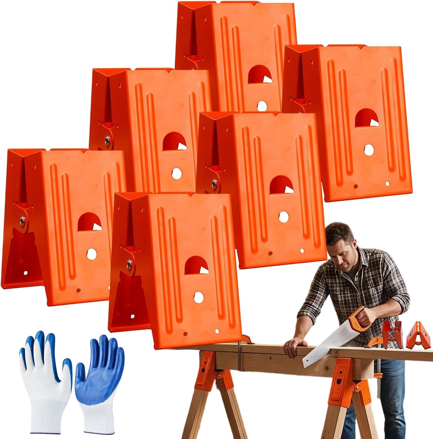 Heavy‑Duty Sawhorse Bracket with Down Clamp