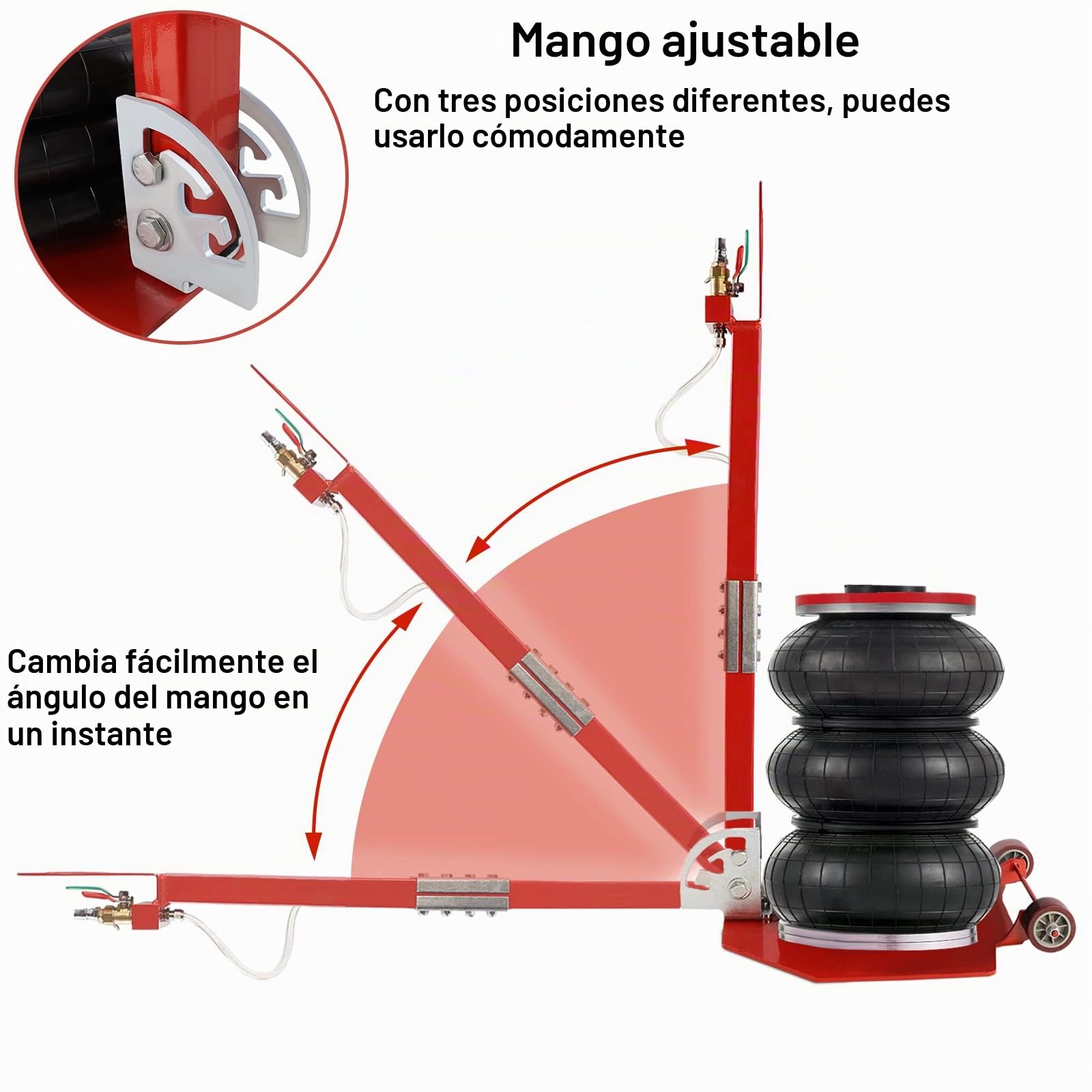 UISEBRT Gato Neumático 3T, Inflable Con Cojín de Aire y Mango Ajustable Para Coche, 6600 Libras