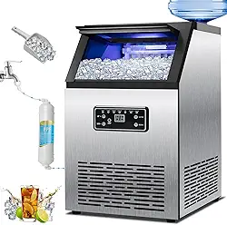 Tarbaha Máquina de Gelo Comercial Inteligente, 110V, Maquina de Gelo, 60 Kg/24 Horas, 40 Grelhas, Aço Inox, Grande Capacidade