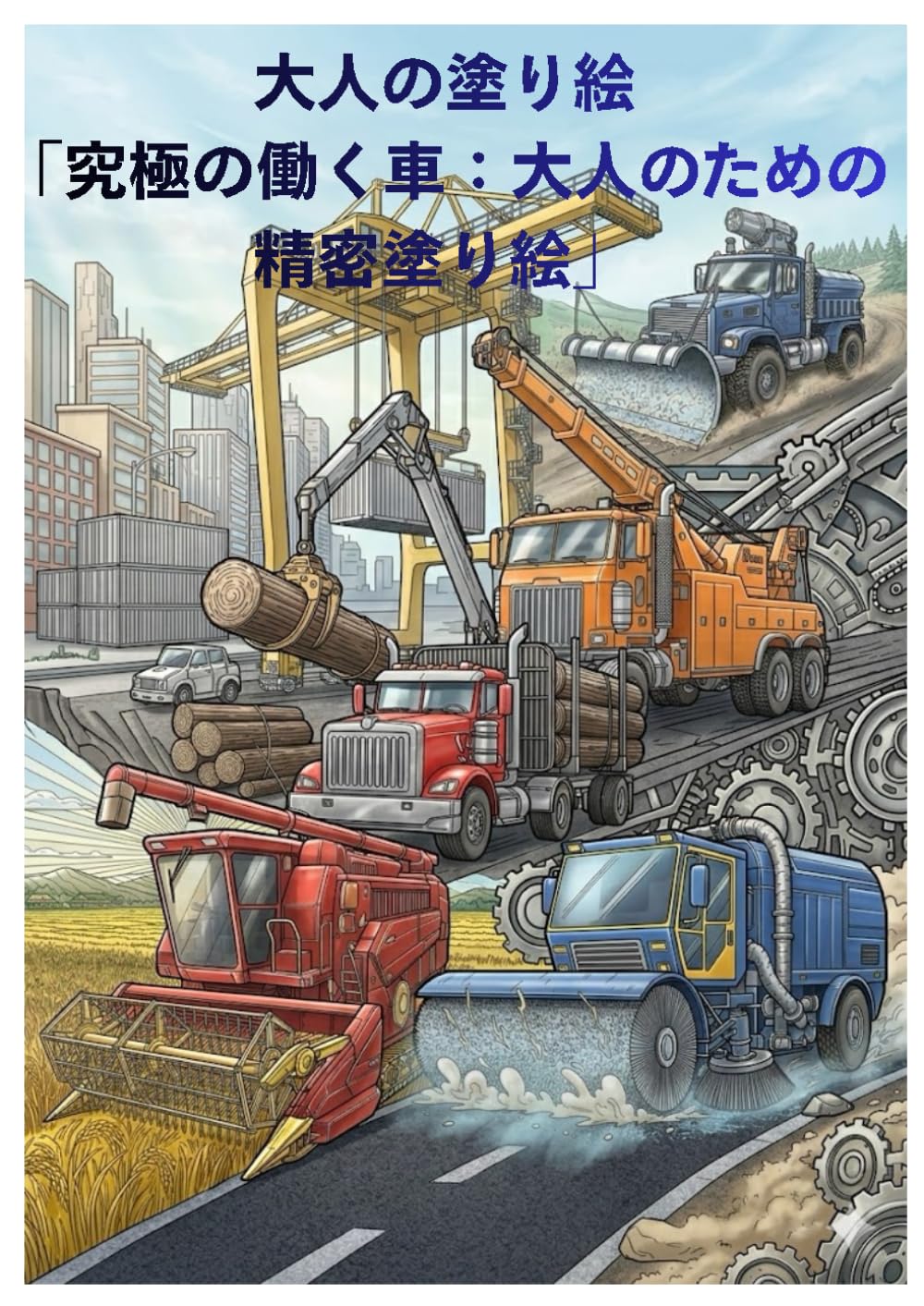「究極の働く車：大人のための精密塗り絵」: 大人の塗り絵
