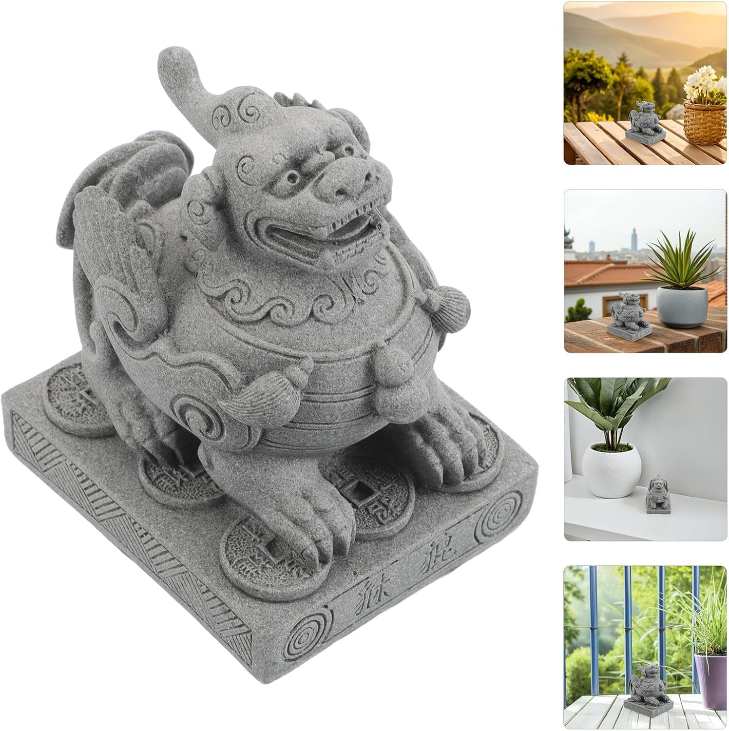 Miniature Pi Yao Statue Figurine Sandstone Ornament for Feng Shui Desktop and Garden Decor Wealth Attracting Micro Landscape Craft