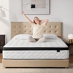 Queen Mattress 12 Inch, Medium Firm Hybrid Mattress Queen with Memory Foam & Zoned Pocket Springs for Pressure Relief, Motion Isolation | Fiberglass-Free, CertiPUR-US Certified | 80" x 60"
