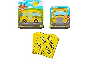 Blue Orchards School Bus Party Plates and Napkins Pack (60 pieces for 20 guests)