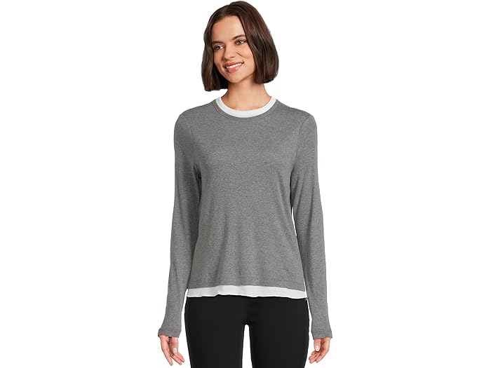 Double Layer Long Sleeve, Crew Neck- Knit Top - Image 1