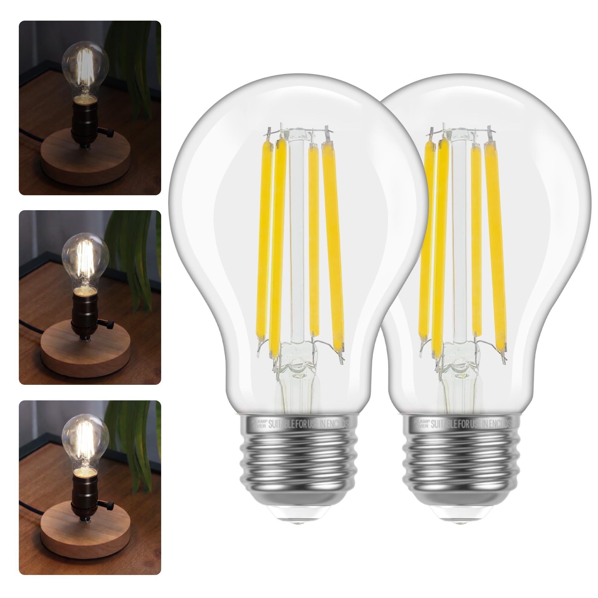 Photo 1 of ALAMPEVER 3 Way Light Bulbs 2 Pack, 30/70/100W Equivalent, Bright A19 LED Light Bulb, 5000K Daylight White, 500/1000/1600LM, 4/8/12W, E26 Base, Non-Dimmable, Ideal for Living Room, Entryway, Hallway