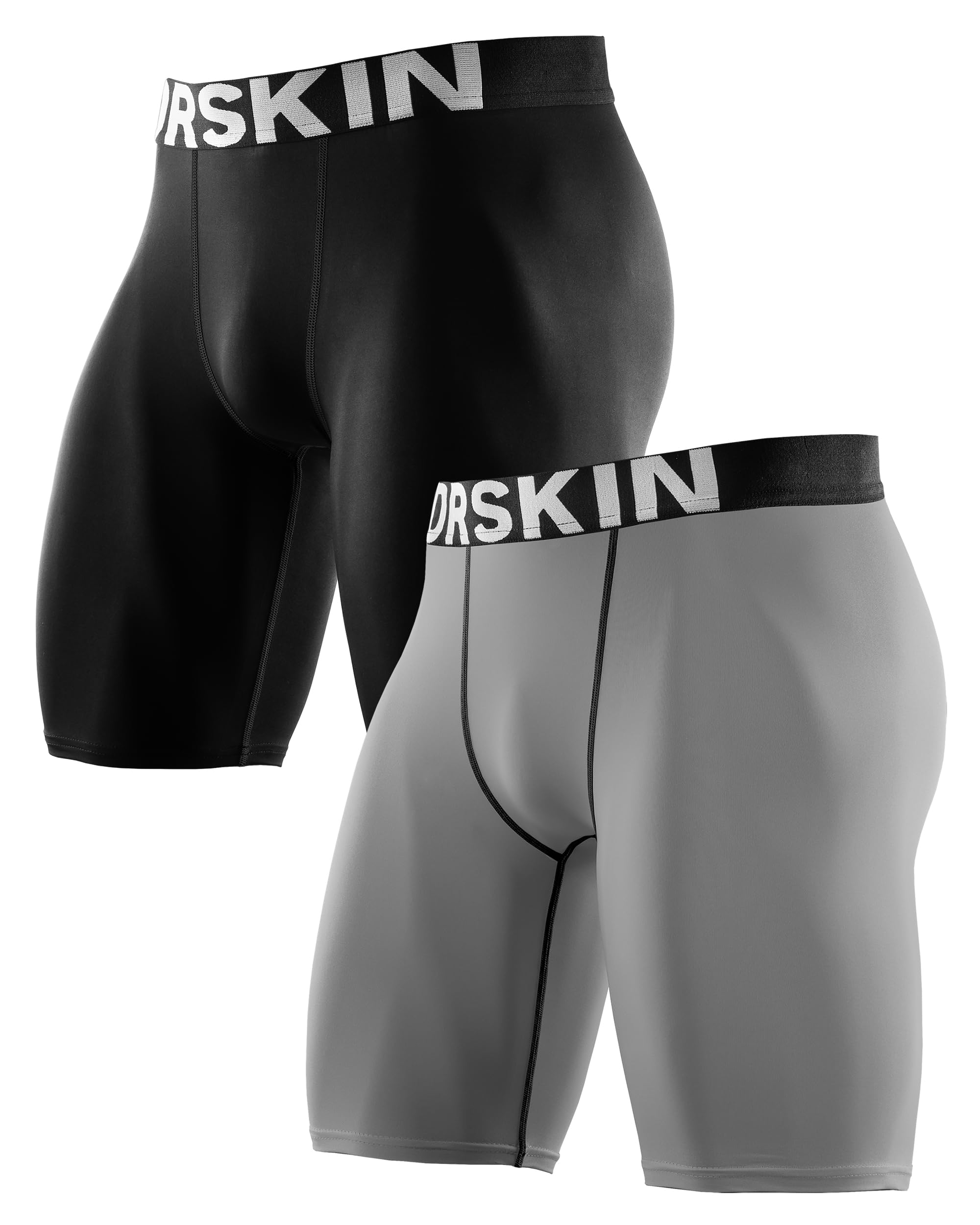 DRSKIN Men's 3, 2 or 1 Pack Compression Shorts Pants Tights Baselayer Sports Running Athletic Active Underwear Workout Medium Line Bb301-black, Gray