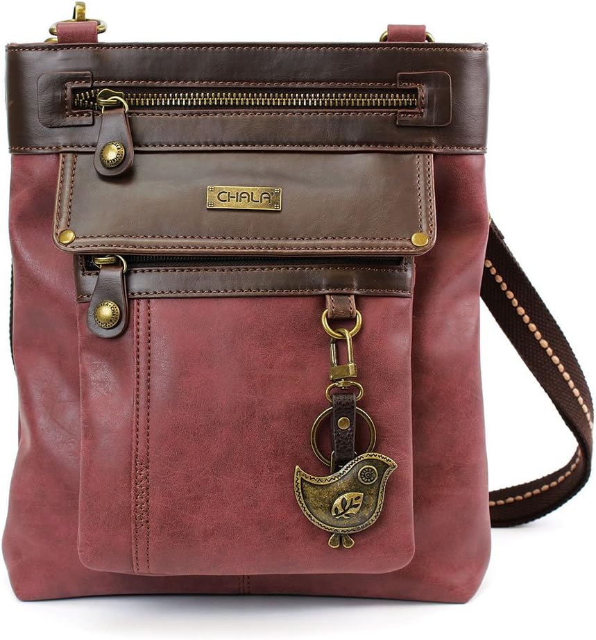 CHALA GEMINI Crossbody PU leather Gift Messenger Bag Burgundy
