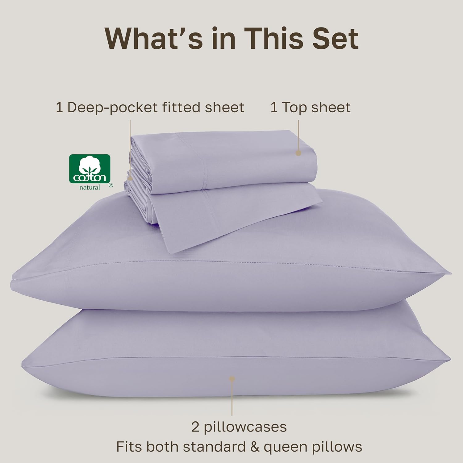 California Design Den Luxury 800 Thread Count Sheets Queen - 100% Cotton Sateen for Queen Size Bed, Bedding Set with Deep Pockets - Lavender - Image 3
