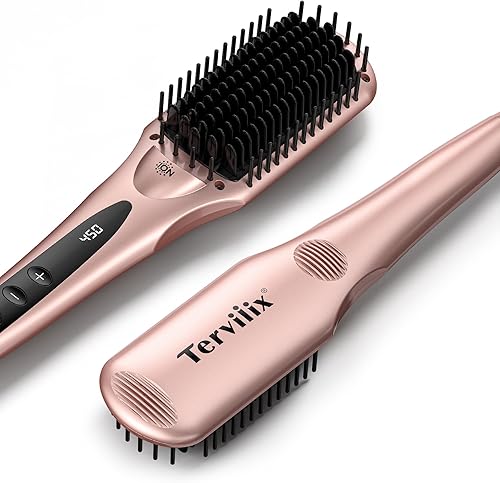 Terviiix Cepillo alisador de pelo, 1.75 pulgadas de ancho, cepillo alisador de pelo plano para el cabello, peine alisador de cerámica antiquemaduras