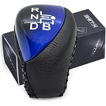 Gear Shift Knob for Toyota Prius 2010-2015, Plug-in Hybrid, Auris | Aftermarket Shifter Replace OEM Gearknob Lever Handle Part 33504F Punched Black Leather/Piano Black