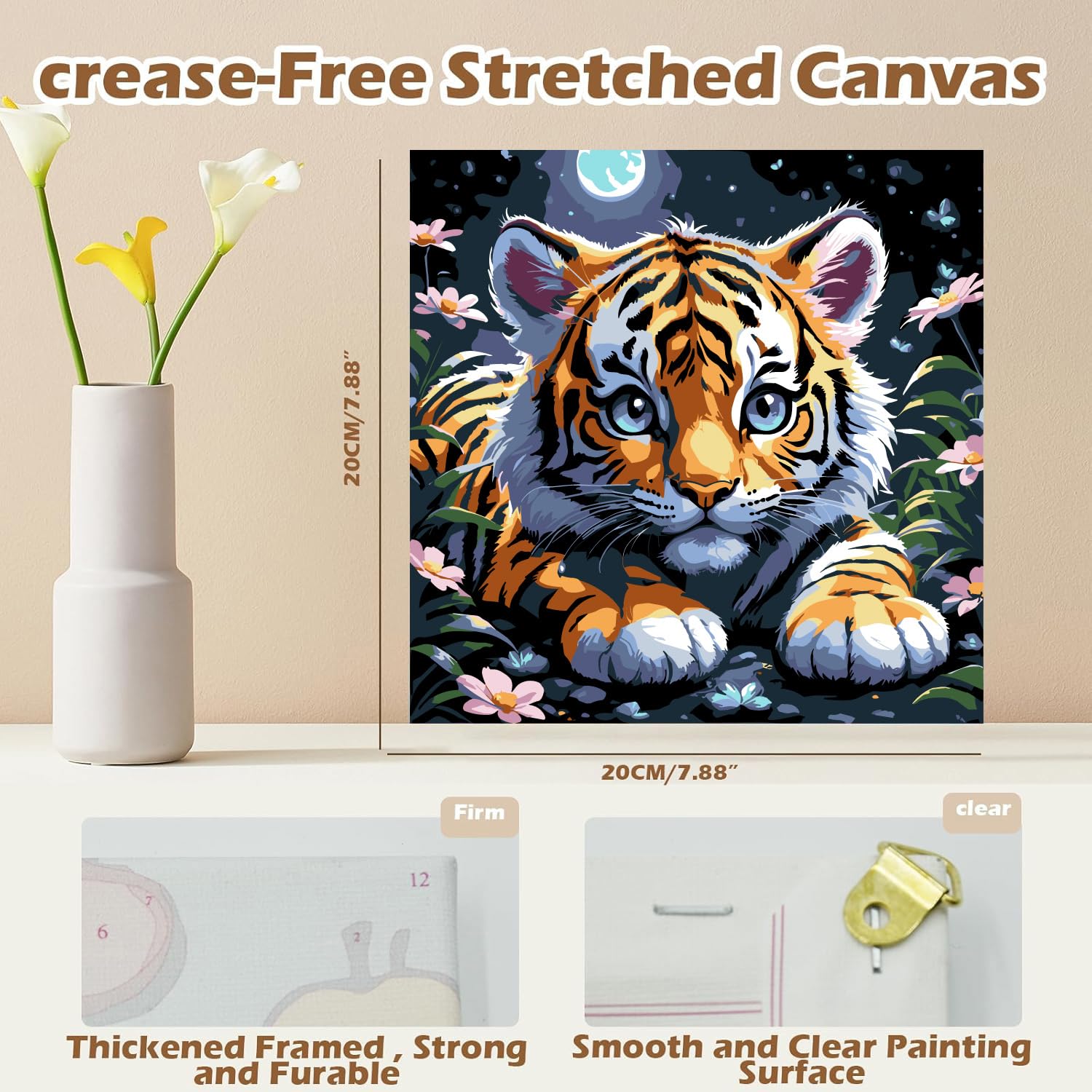 Pittura Ad Olio Per Bambini Con Numeri - Kit Tigre Con Cornice, Colori Acrilici E Pennelli - Regalo Creativo 5-10 Anni - 2
