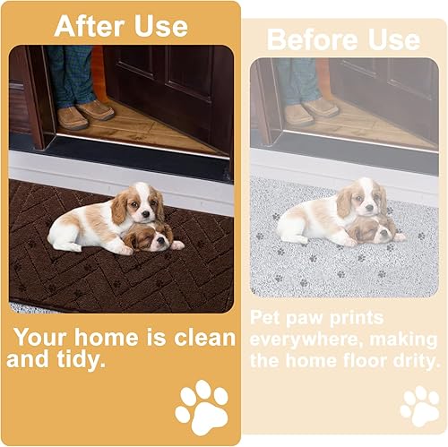 Miniatura 2 de Tindbea Tapete para perro para patas fangosas, absorbe la humedad, la suciedad, antideslizante, lavable, tapete de barro para perros, parte trasera