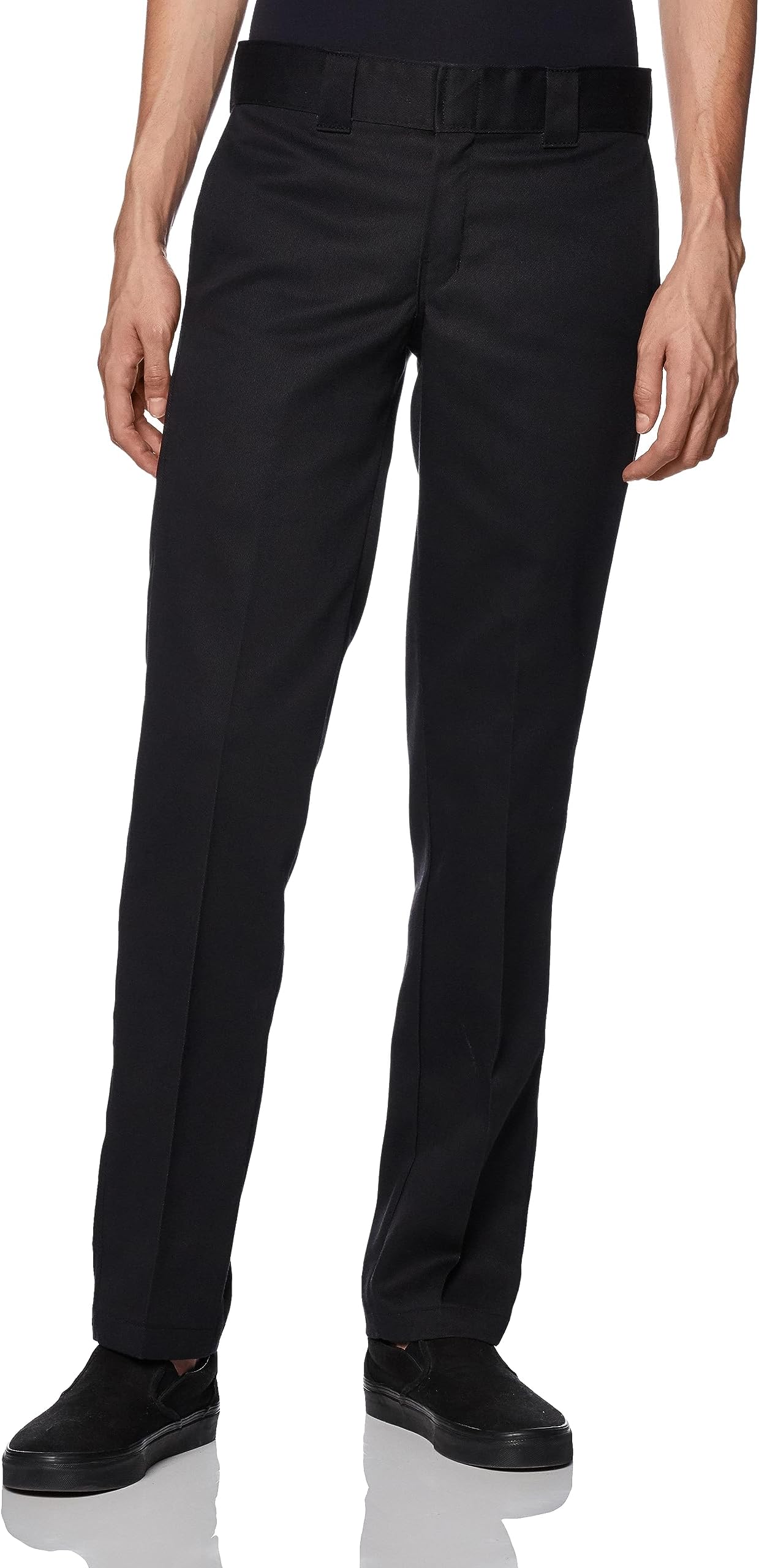 Mens Flex Work Slim Straight Fit Pants, Black, 34W x 32L US