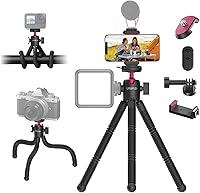 Vista 9 de ULANZI MT-91 Trípode de pulpo flexible para teléfono, GoPro y cámara, mini trípode 3 en 1 con control remoto Bluetooth, liberación rápida CKA