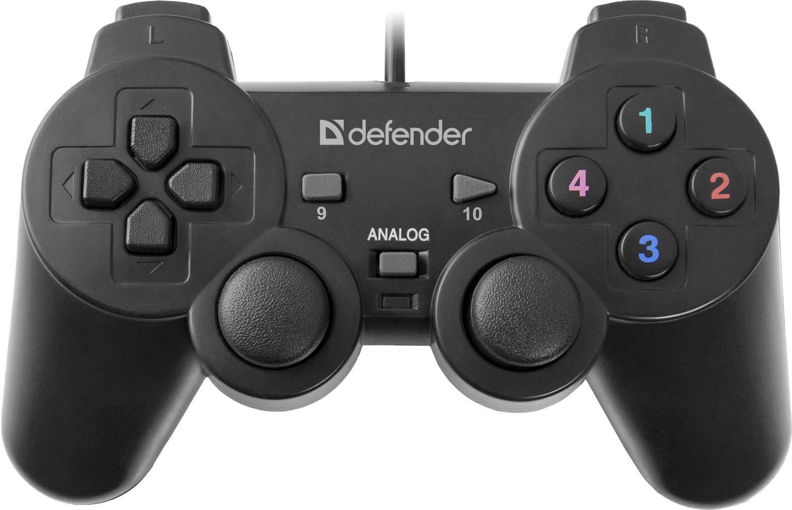 Defender 64247 - Omega Mando con Cable USB, 12 Botones, 2 Sticks analógicos y vibración Compatible con PC