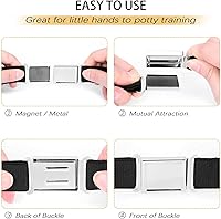 Vista 12 de JASGOOD Cinturón magnético ajustable para niños y niñas, cinturón elástico con hebilla magnética fácil para niñas de regreso a la escuela