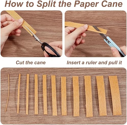 Miniatura 4 de OLYCRAFT Bastón de tejido de papel de 21 yardas, caña de ratán de papel de 58 pulgadas, 12 capas de fibra para hacer tejido de ratán, tejido de