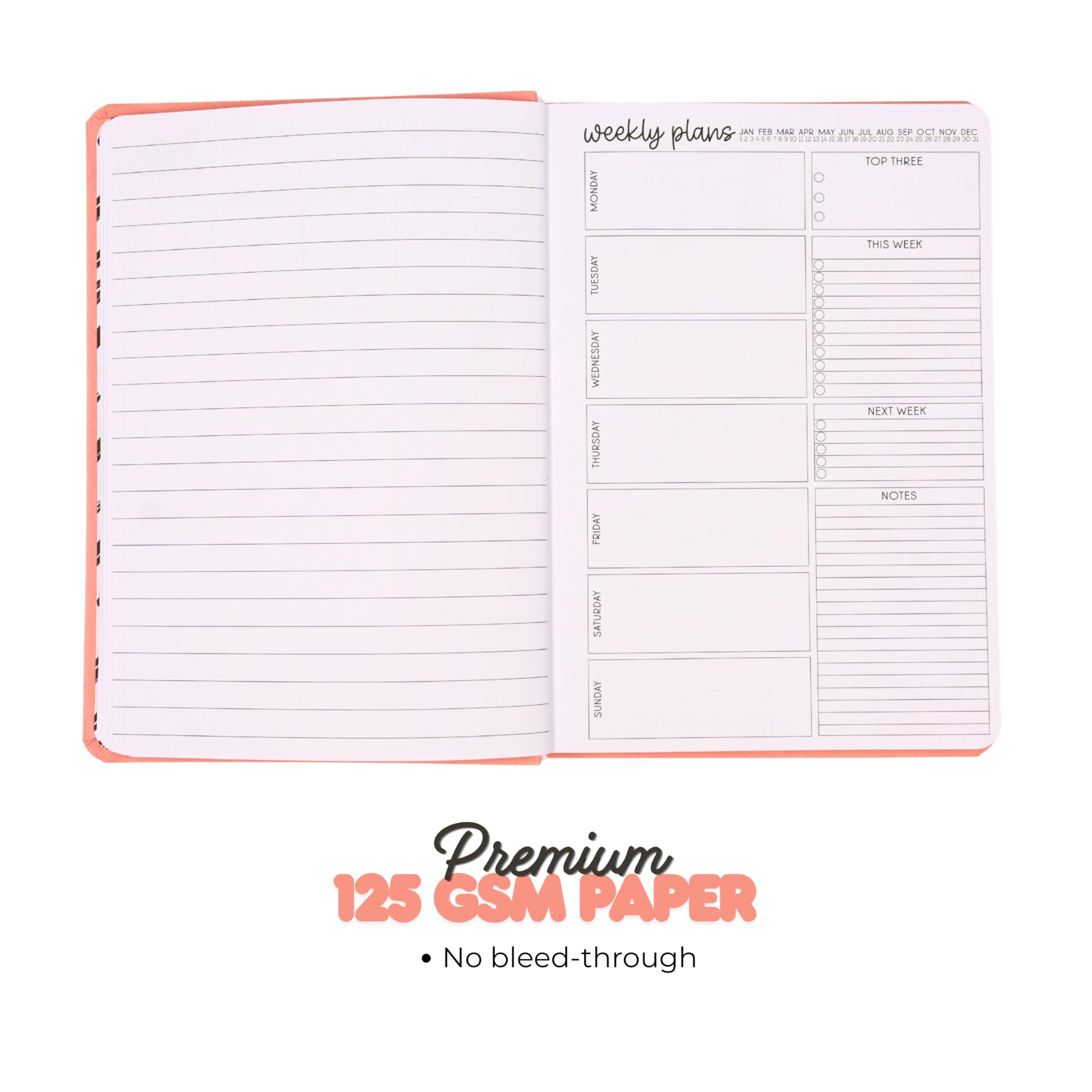 kellofaplan Agenda da lavoro, senza data, 12 mesi, formato A5, rosa, marrone, nero, organizer professionale, carta da 40,8 kg (rosa)