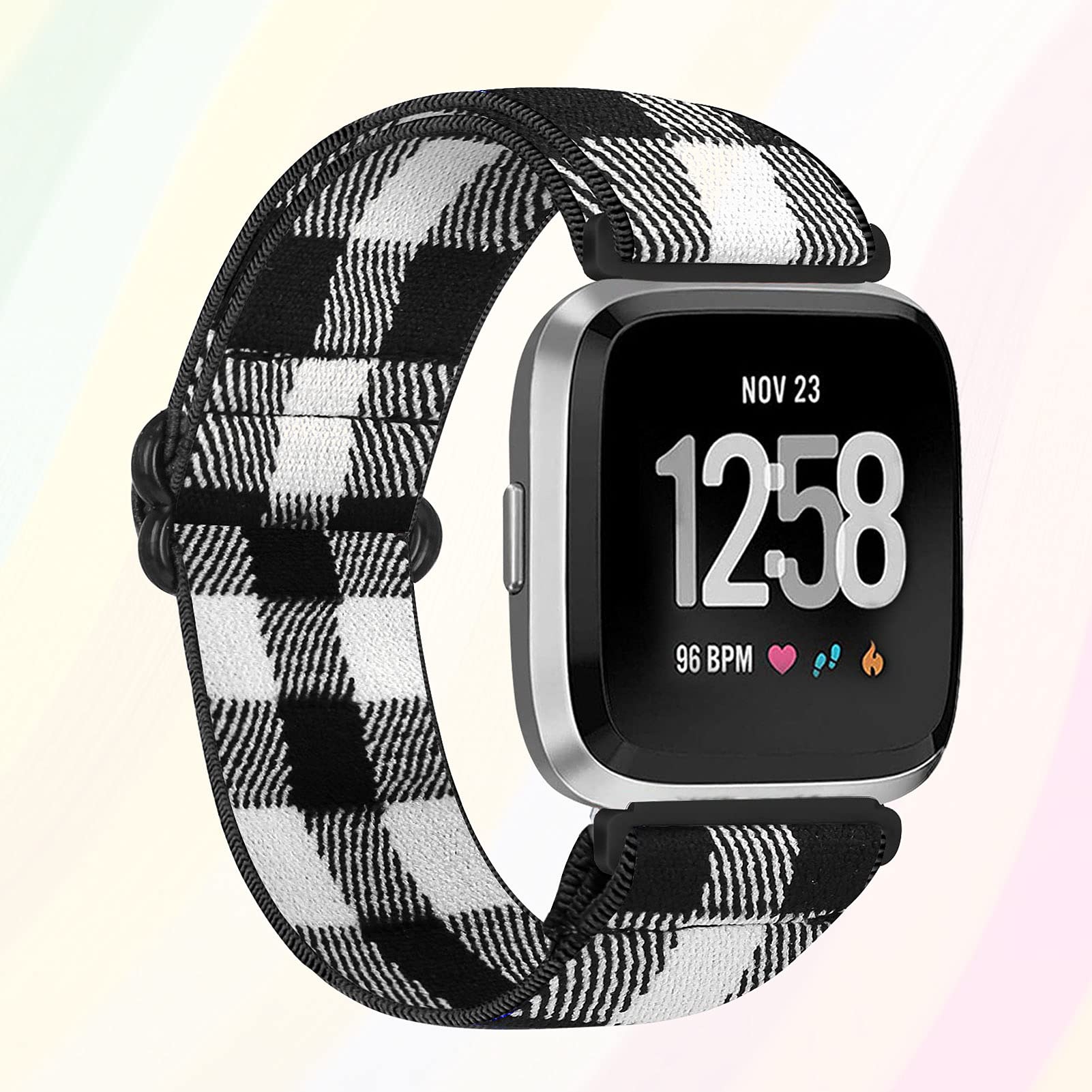 Vancle Cinturino elastico compatibile con Fitbit Versa/Versa 2/Versa Lite, cinturino di ricambio elastico in nylon (#Rosa