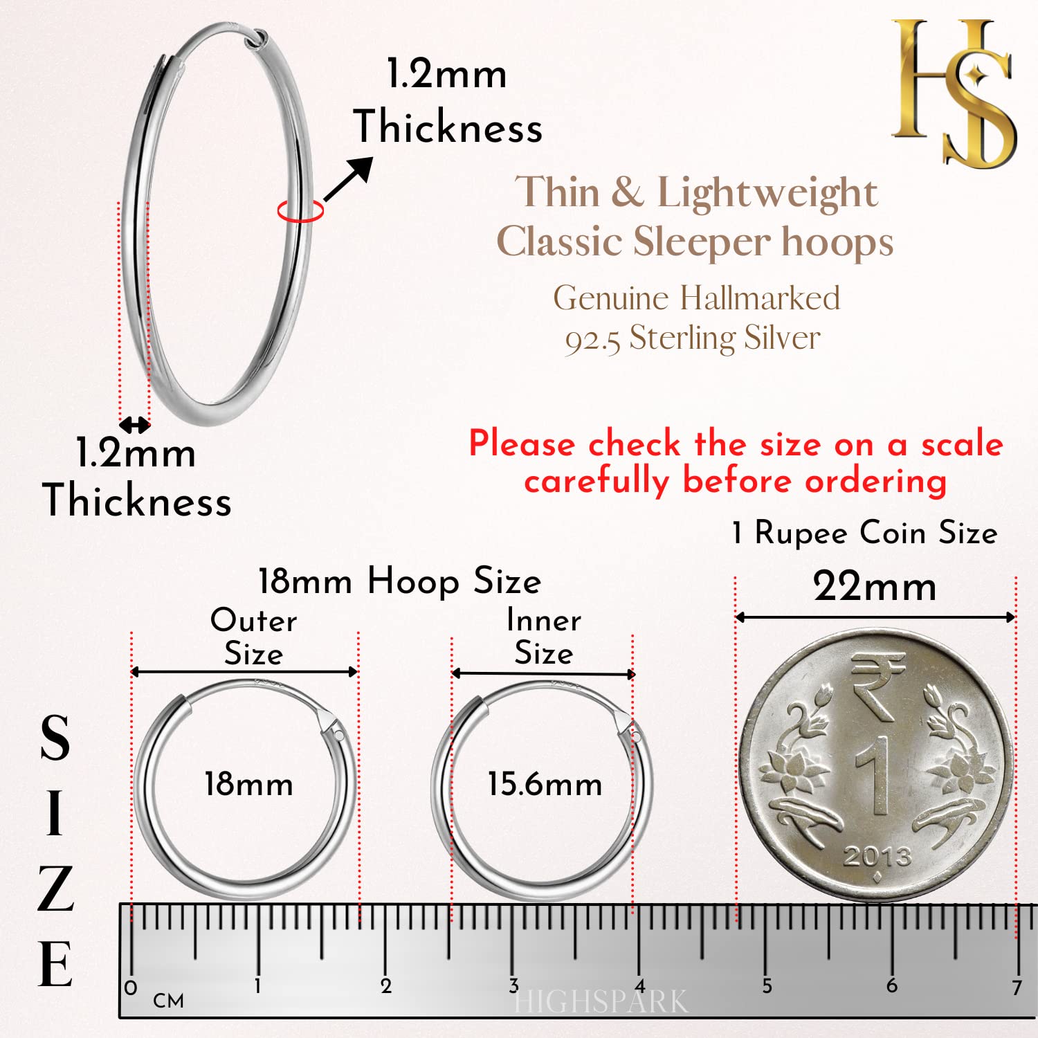 925 Sterling Silver Hoop Earrings Classic Round Endless Hoops in Various Sizes