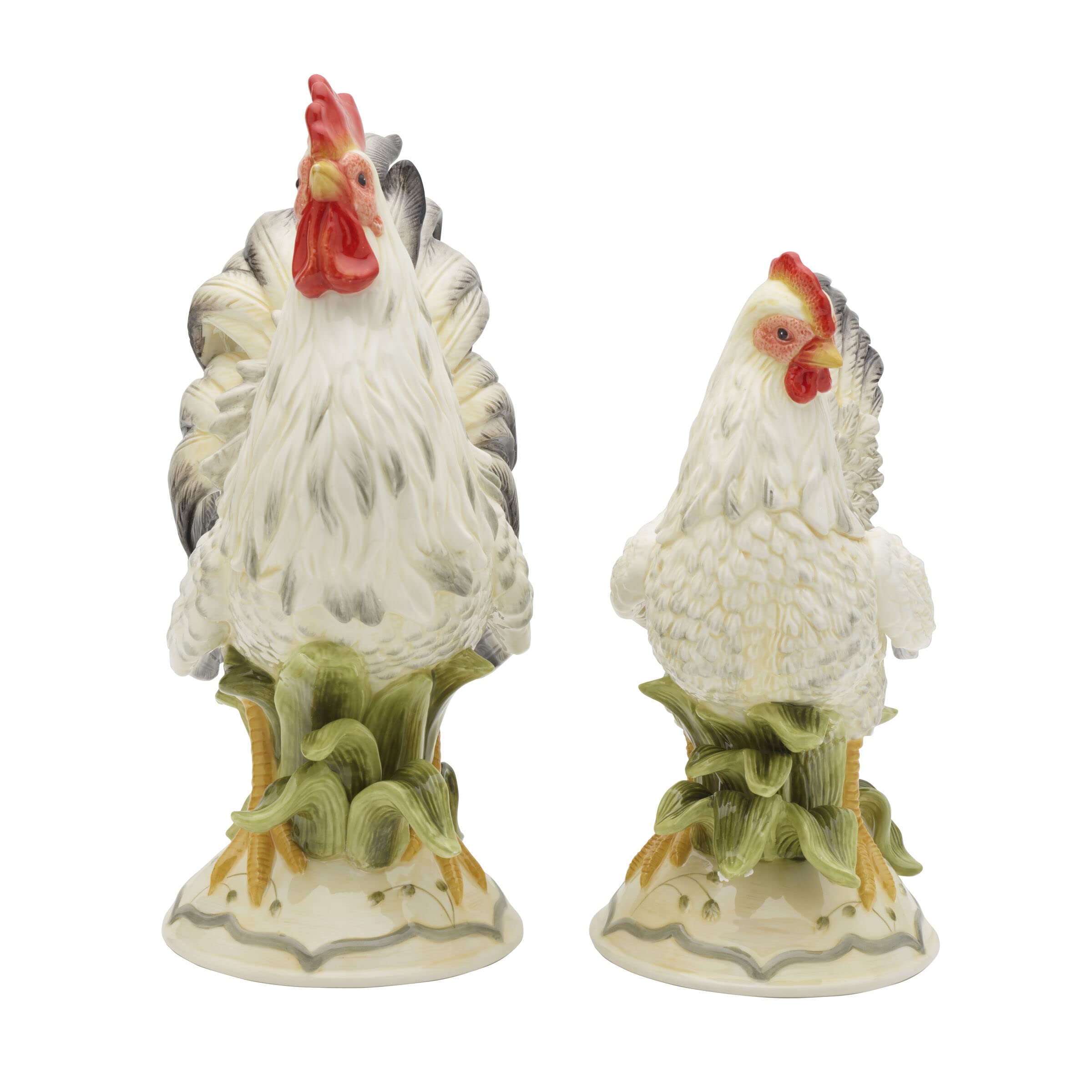 Fitz and Floyd Fitz & Floyd Lantana Rooster & Hen Figurine, Set of 2, Multicolor