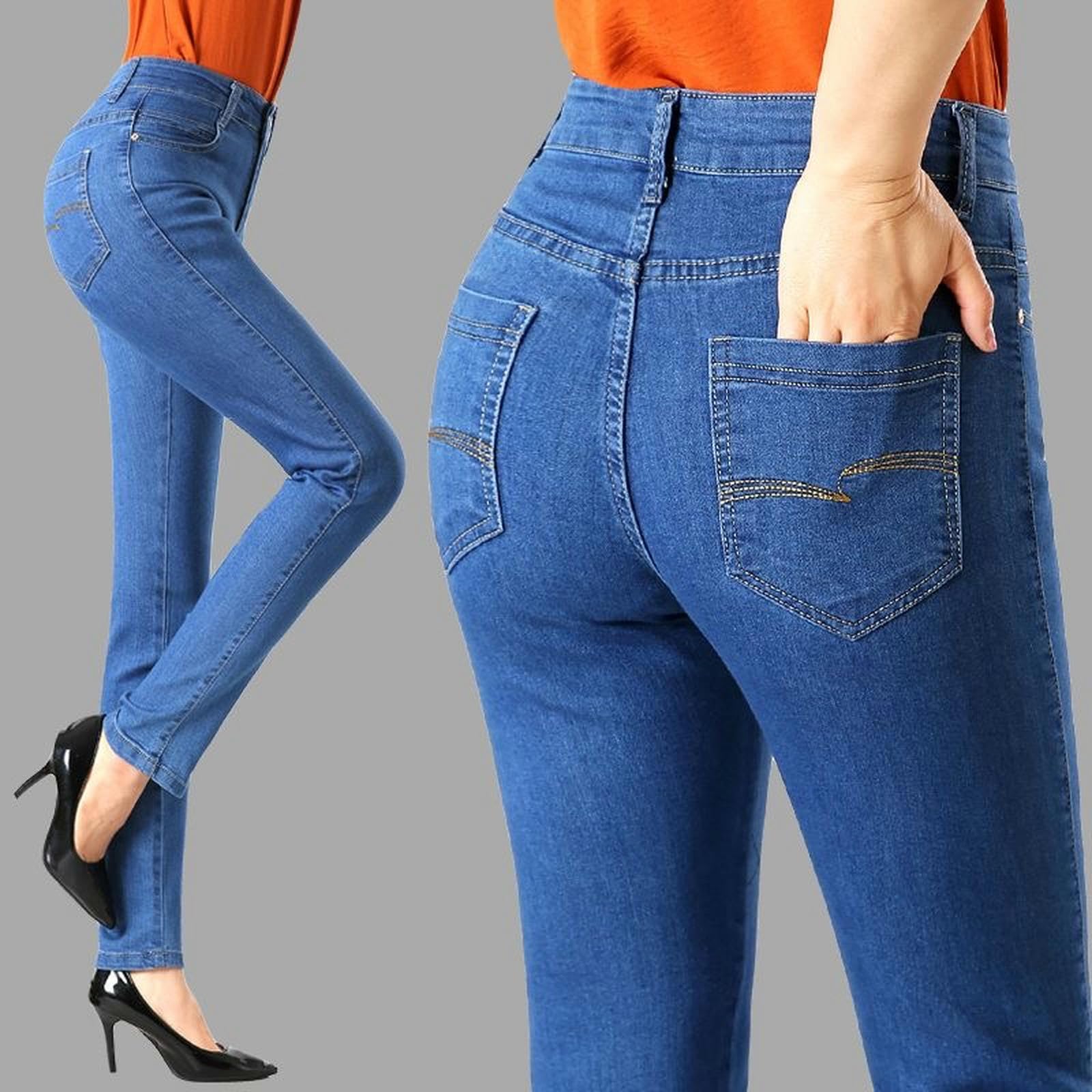 MdybF Dżinsy oversize wiosna lato dżinsy z wysokim stanem damskie spodnie jeansowe obcisłe proste spodnie