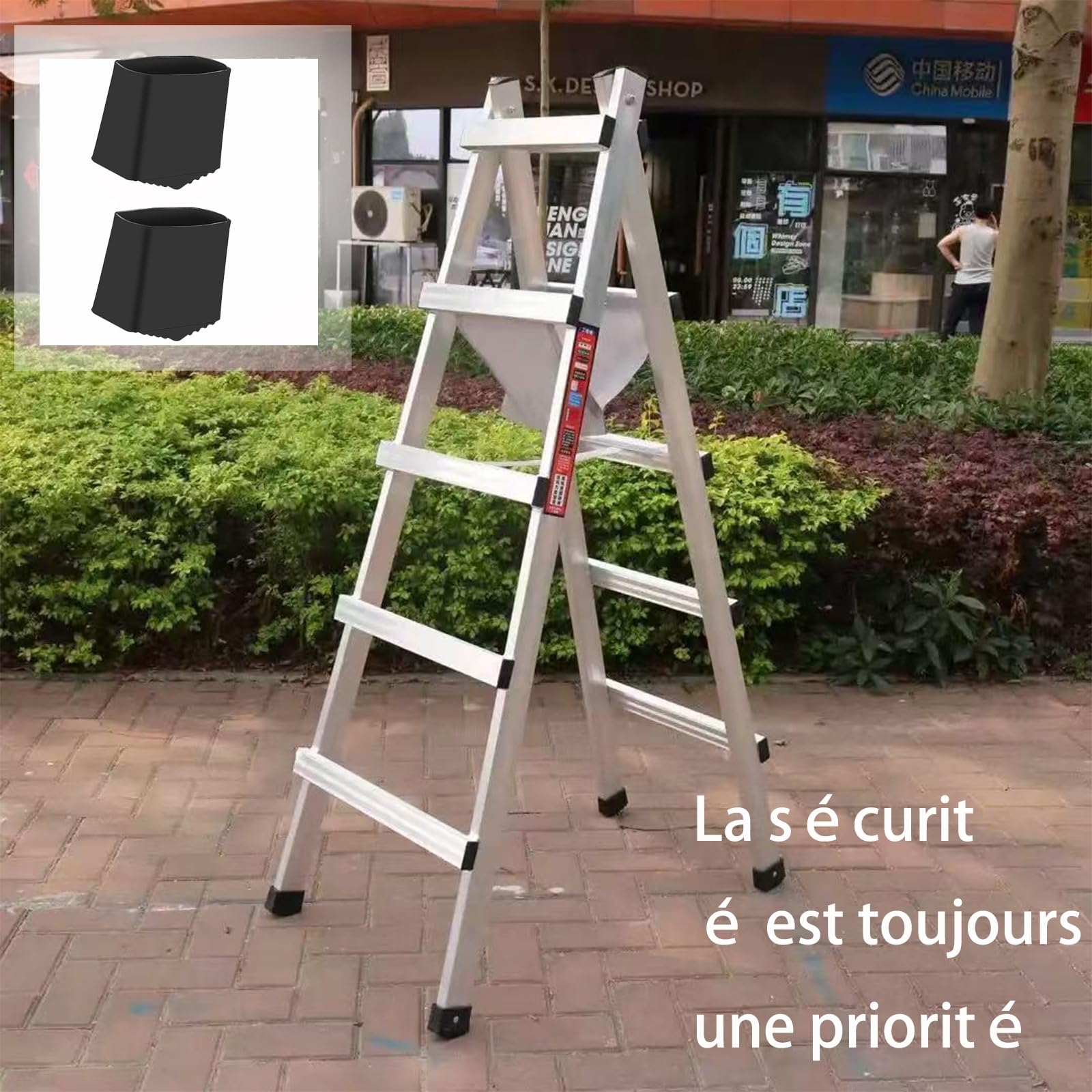 Jojofuny 4pezzi Coperture Antiscivolo Per Piedini Scala Gomma Protezione Duratura E Stabile Per Scale Design Con Righe Profonde Per Maggiore Grip Per Scale Pieghevoli E Fisse - 12