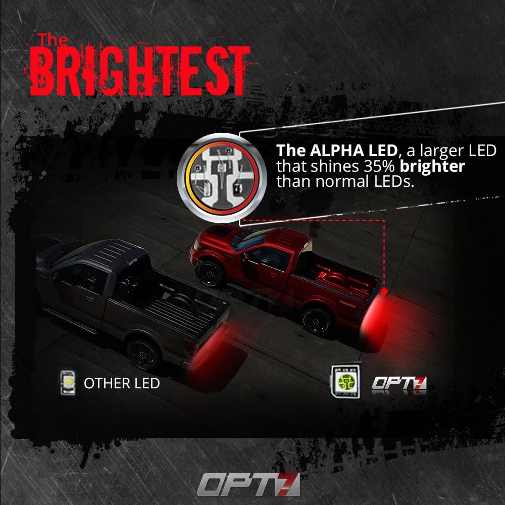OPT7 60" Redline Flexible LED Tailgate Light Bar - TriCore LED - Weatherproof No-Drill Install Full Featured Reverse Brake Running w/RED Turn Signal