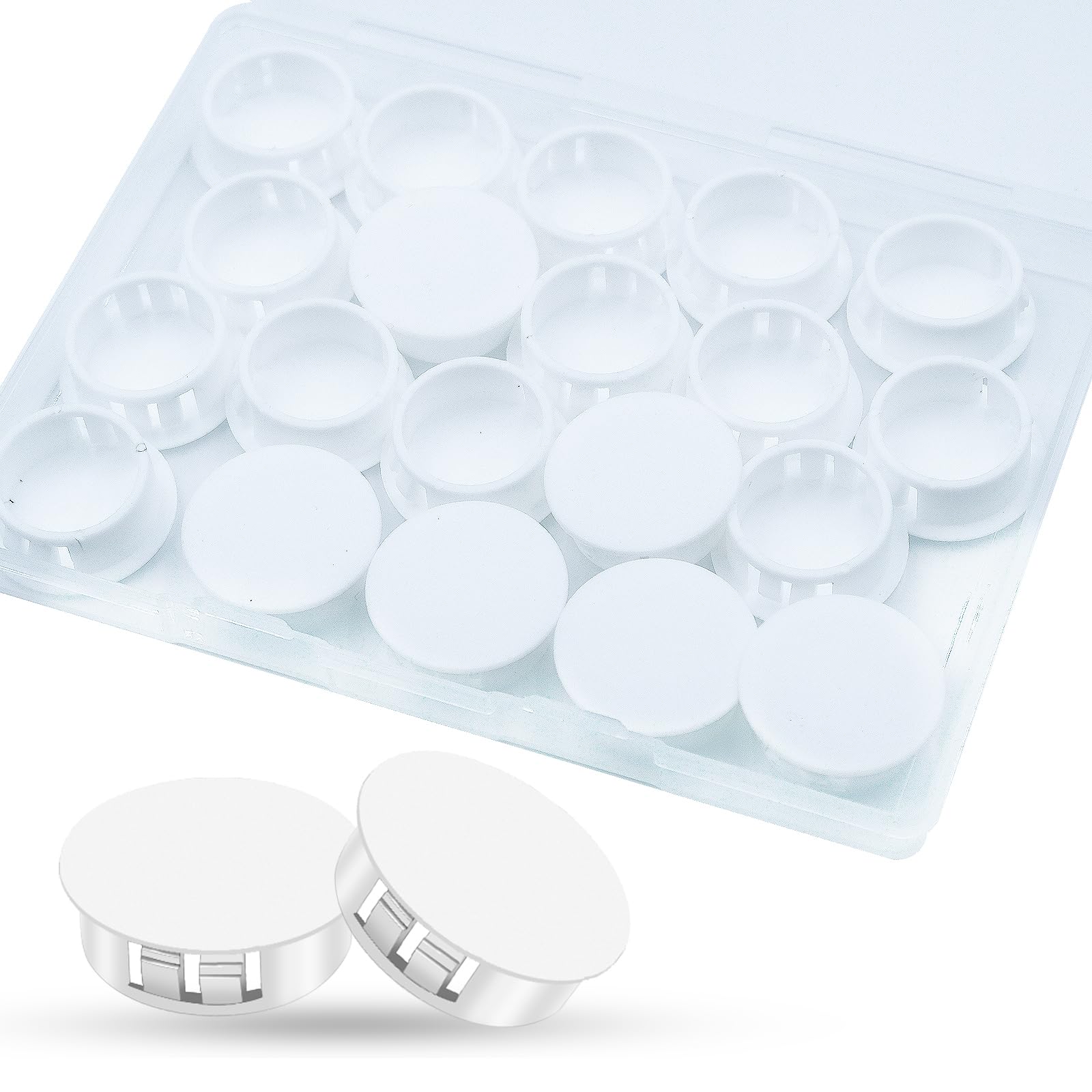 20Pcs 1"(25mm) White Plastic Hole Plugs, White Hole Plugs Hardware Plugs for Round Holes, Knockout Plugs Screw Hole Plugs for Reserved Holes in Kitchen Cabinet