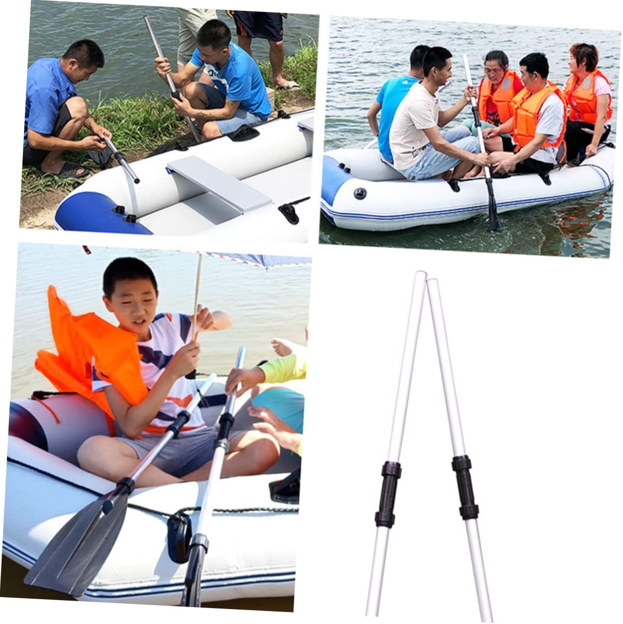 POPETPOP 2pairs Aluminum Alloy Paddle Detachable Kayak Paddles for Adult Fishing Boat Canoe Accessories